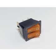 ЖЁЛТЫЙ Выключатель 2 клавиши 6 контактов, желтая (16Ампер/250V, ширина 21мм) KCD3