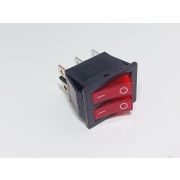 КРАСНЫЙ Выключатель 2 клавиши 6 контактов, желтая (16Ампер/250V, ширина 21мм) KCD3